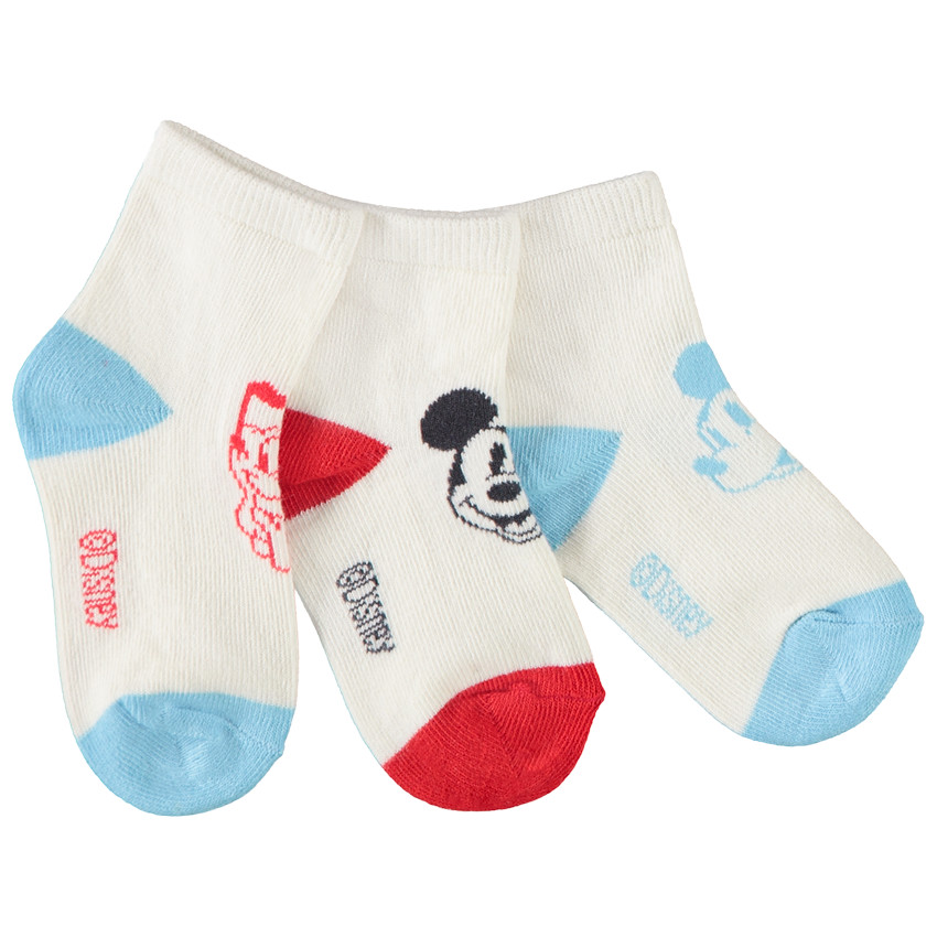 Lot de 3 paires de chaussettes courtes Mickey Disney pour bébé garçon 