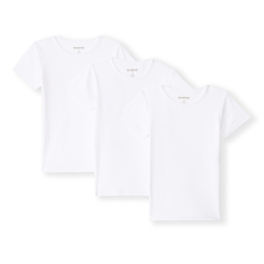 Lot de 3 maillots de corps manches courtes unis pour garçon - Blanc