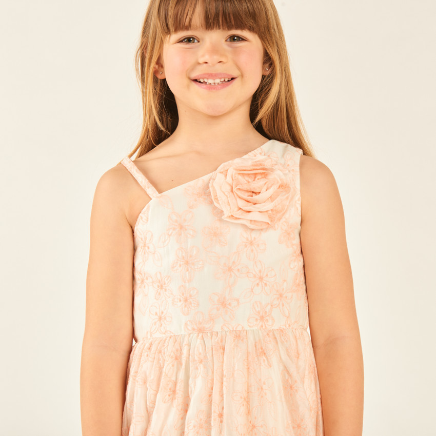 Robe bustier asymétrique avec fleurs brodées pour fille 