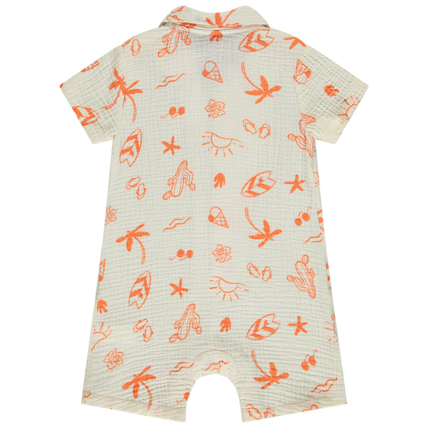Combinaison courte en tetra imprimé vacances pour bébé garçon 