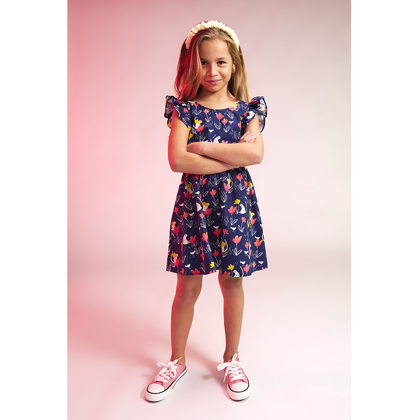 Robe patineuse manches courtes avec dos plongeant pour fille 