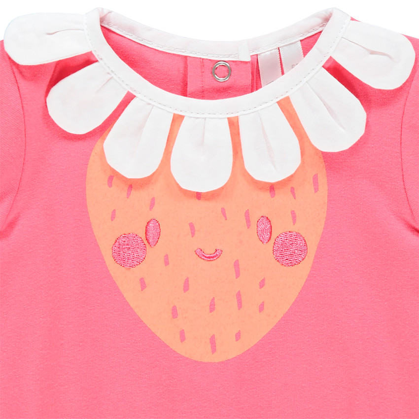 Combinaison courte motif fraise à col fantaisie 