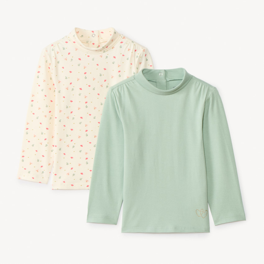 Lot de 2 sous-pulls à col roulé pour bébé fille - Ecru