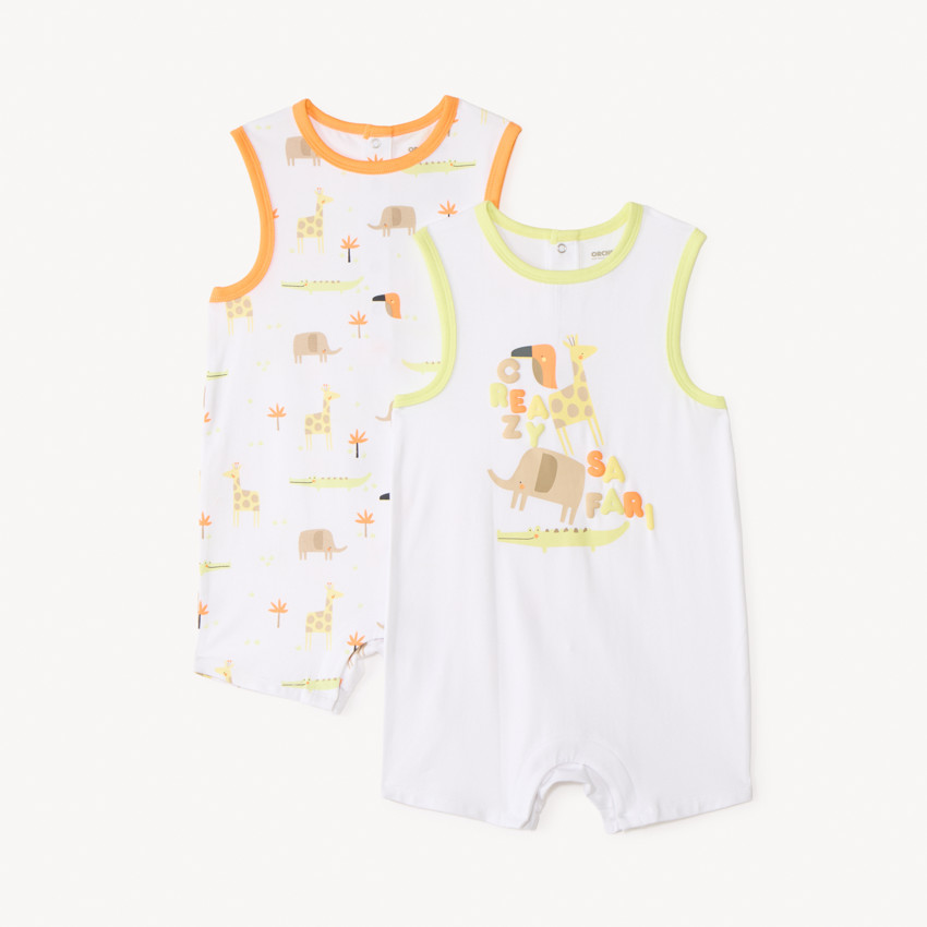 Lot de 2 combinaisons courtes motif safari pour bébé garçon 