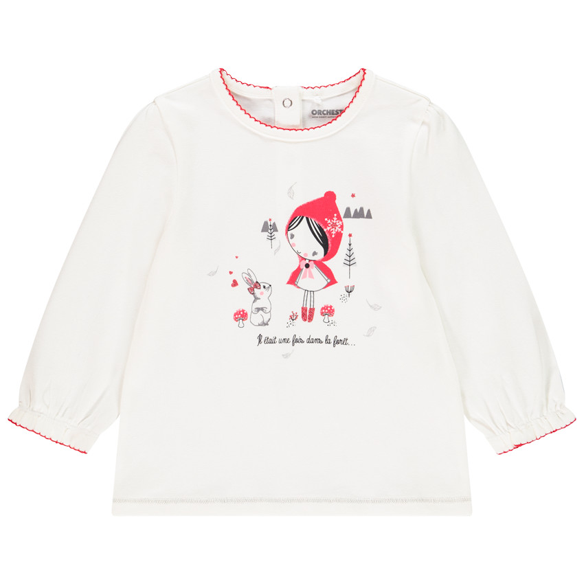 T-shirt manches longues print chaperon rouge en coton bio pour bébé fille 
