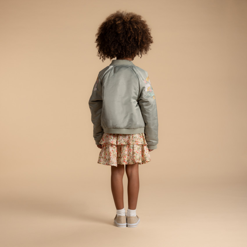 Bomber en toile satinée avec détails brodés pour fille  