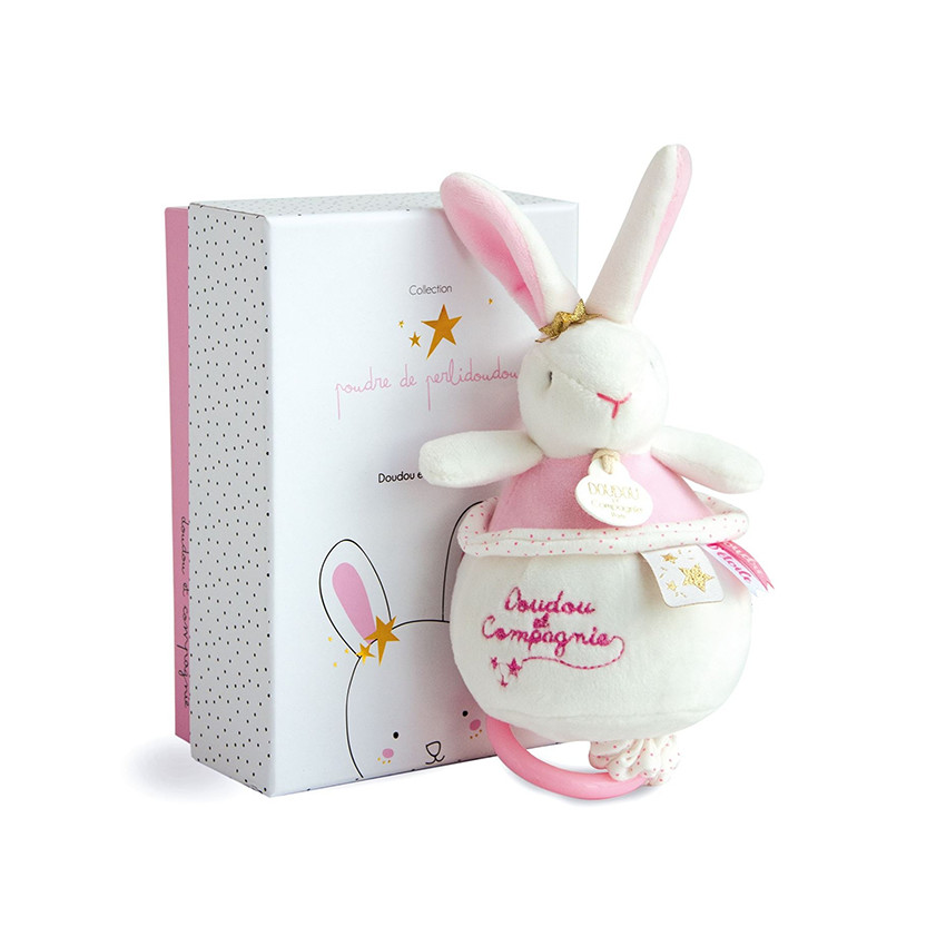 Boîte à musique Lapin Fleurs - Rose 