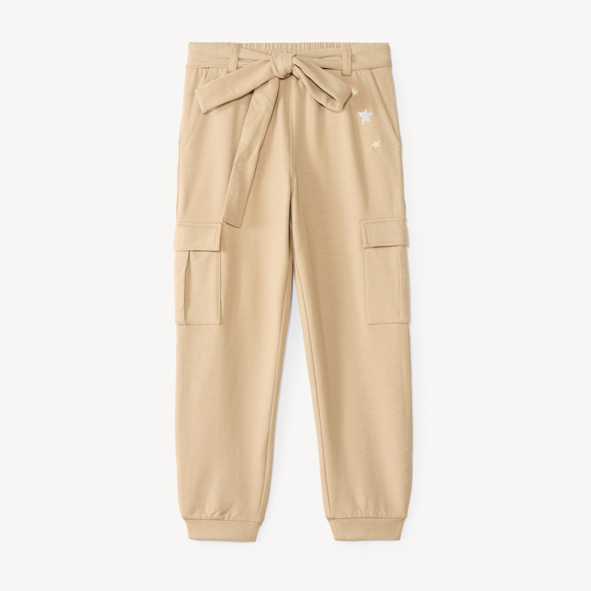 Pantalon de jogging fille coupe cargo avec ceinture à nouer 