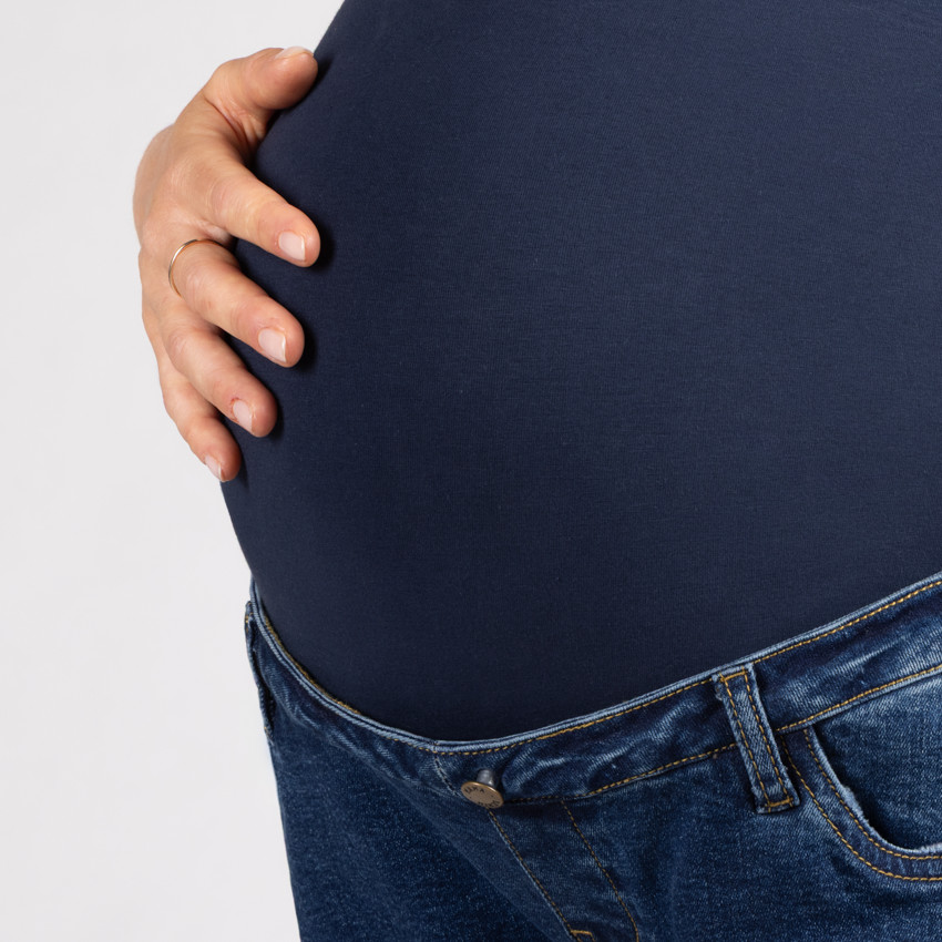 Jean straight de grossesse avec bandeau haut 