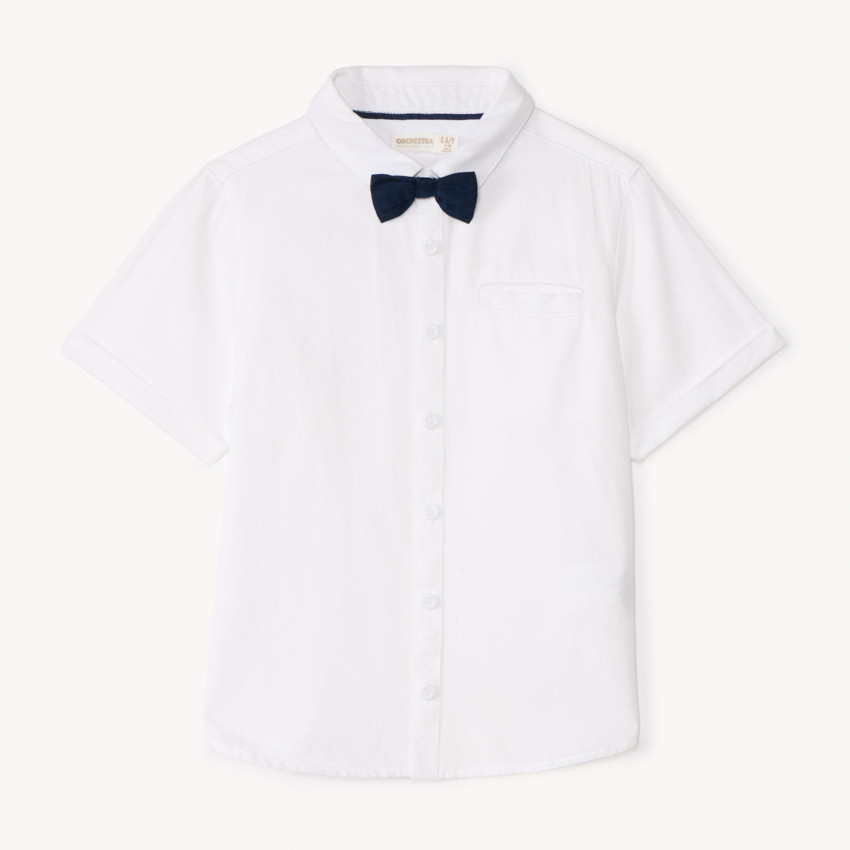Chemise manches courtes de cérémonie + nœud papillon pour garçon 