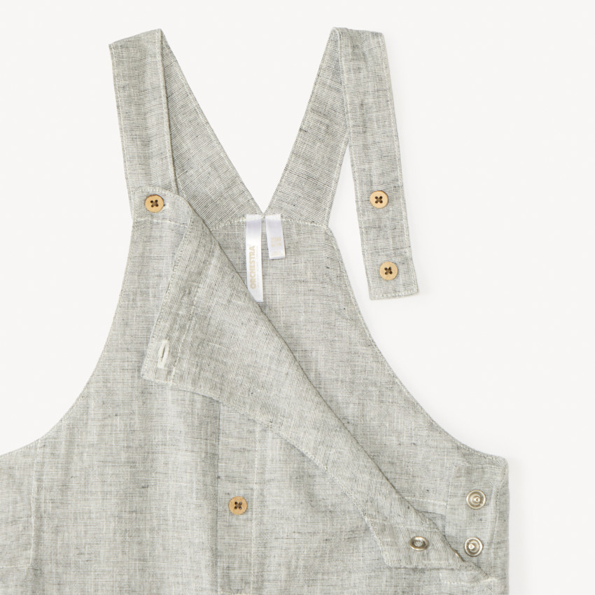 Salopette courte en toile chinée pour bébé garçon  