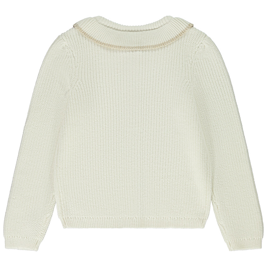 Gilet à collerette en tricot perlé uni pour fille 