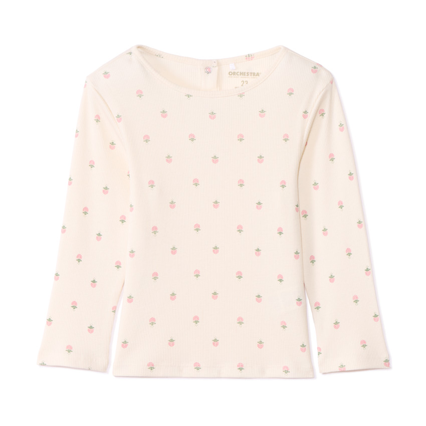 T-shirt manches longues côtelé imprimé fleurs pour bébé fille