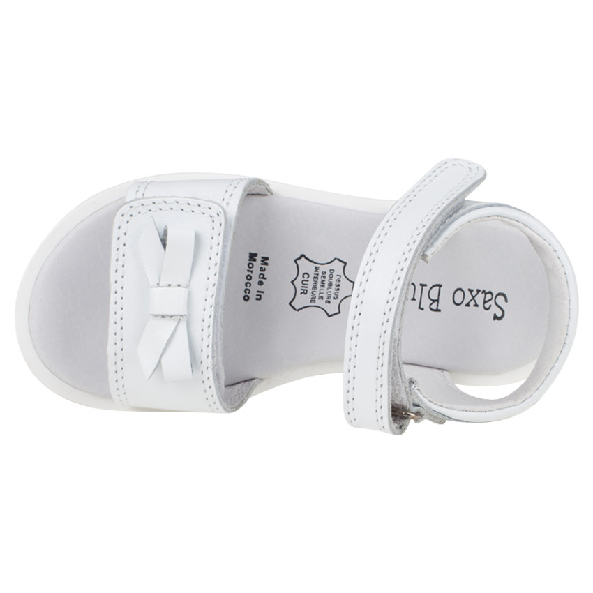 Nu-pieds blancs en cuir à double scratch et noeud du 28 au 35 