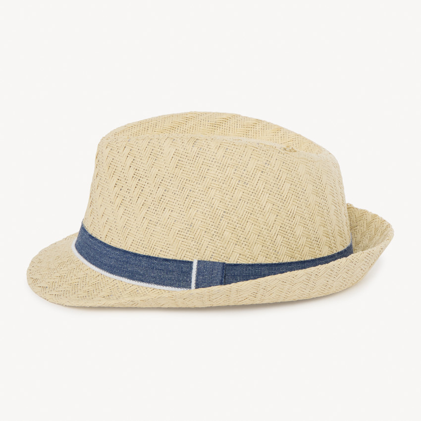 Chapeau trilby en paille avec galon pour bébé garçon 