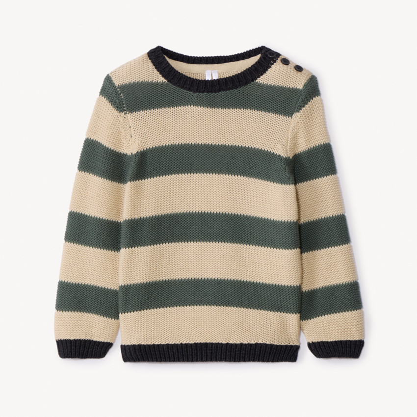 Pull manches longues en tricot à rayures pour bébé garçon - Vert
