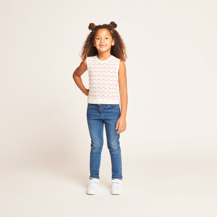 Set débardeur + gilet en tricot ajouré pour fille 