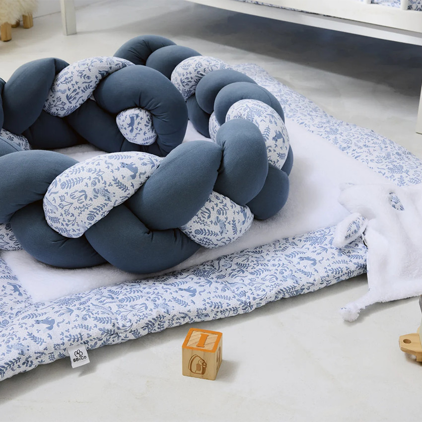 Tresse décorative ouatinée Foret enchantée Blanc Bleu 