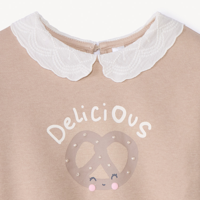 Sweat molleton oversize à col claudine pour bébé fille 