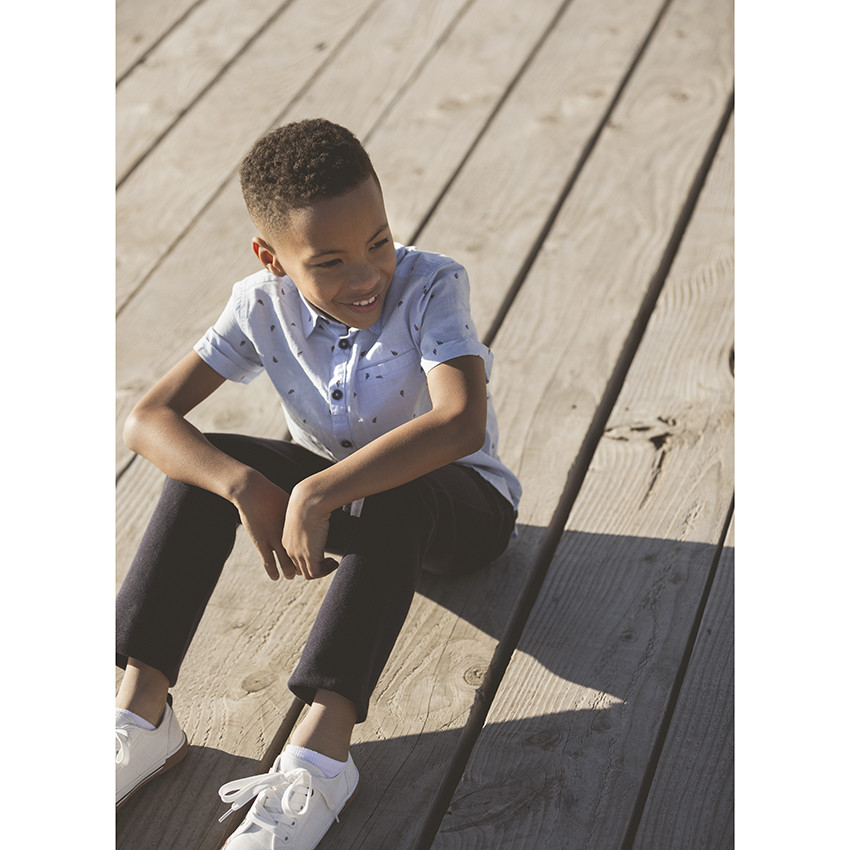 Pantalon droit en maille à taille rayée pour enfant garçon 