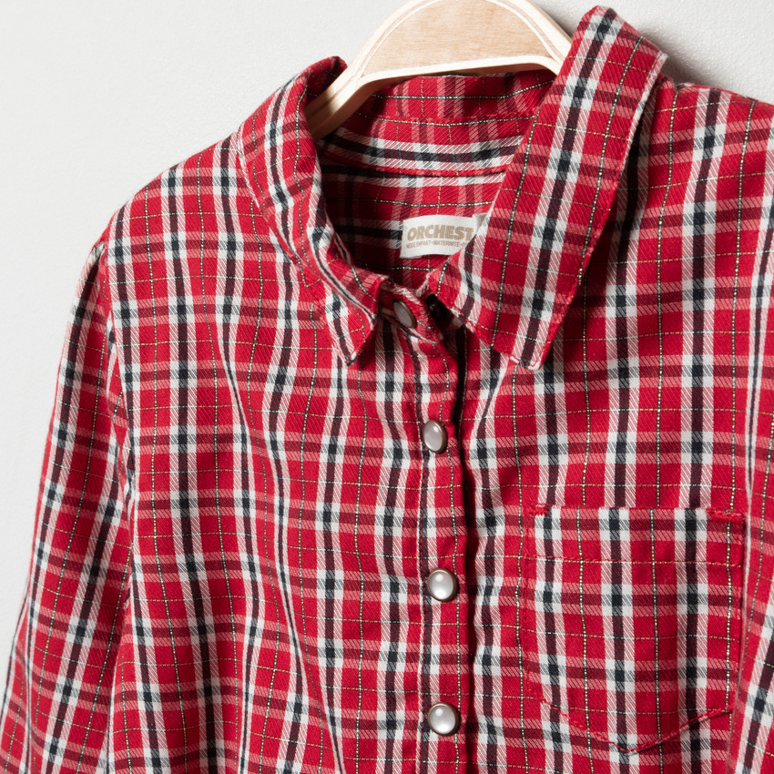 Robe manches longues à carreaux et ceinture pour enfant fille 