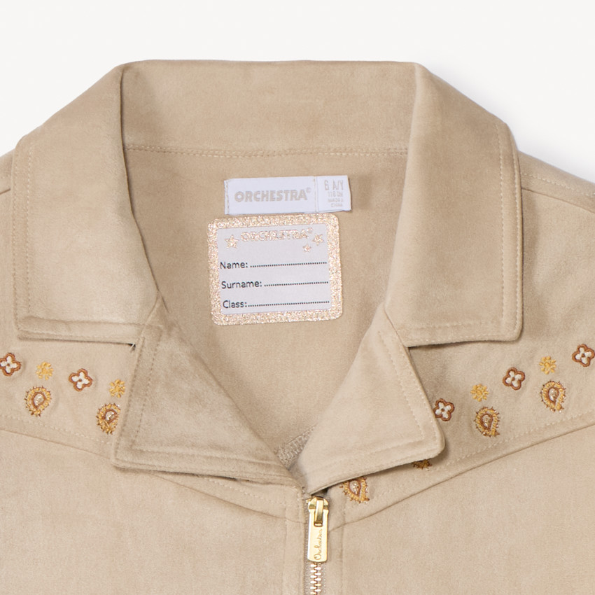 Perfecto en suédine à broderies paisley pour fille 