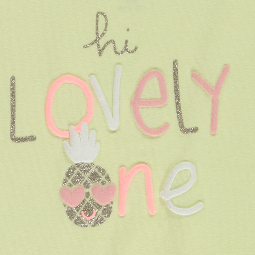 Débardeur uni avec print pailleté et 3D fantaisie pour bébé fille 