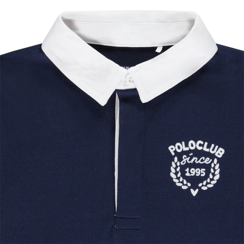 Polo manches longues brodé et bicolore pour garçon 