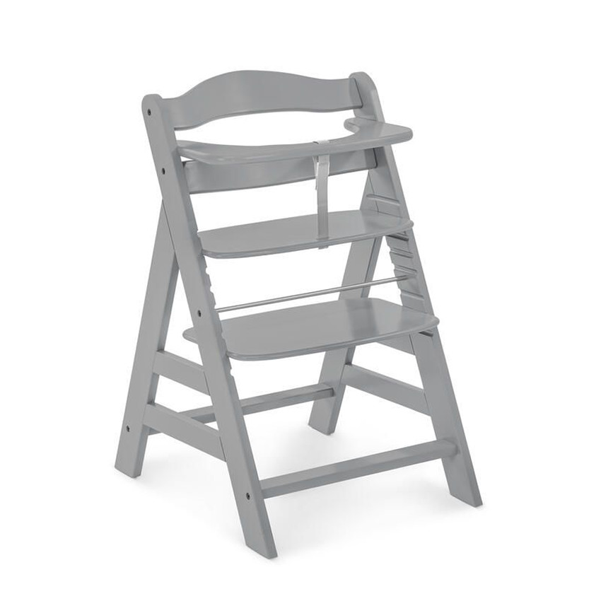 Chaise haute Alpha+ évolutive en bois d'hêtre - Gris  