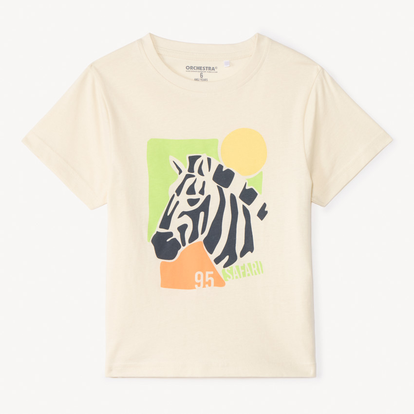 T-shirt manches courtes uni print fantaisie pour garçon 