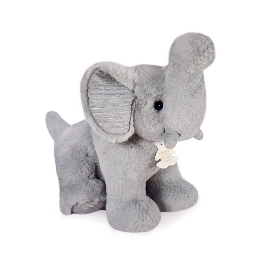 Peluche Preppy Chic éléphant 35 cm - Gris perle Main Peluche Preppy Chic éléphant 35 cm - Gris perle