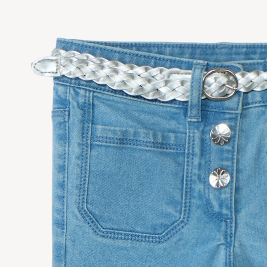 Jean flare avec ceinture tressée pour fille 
