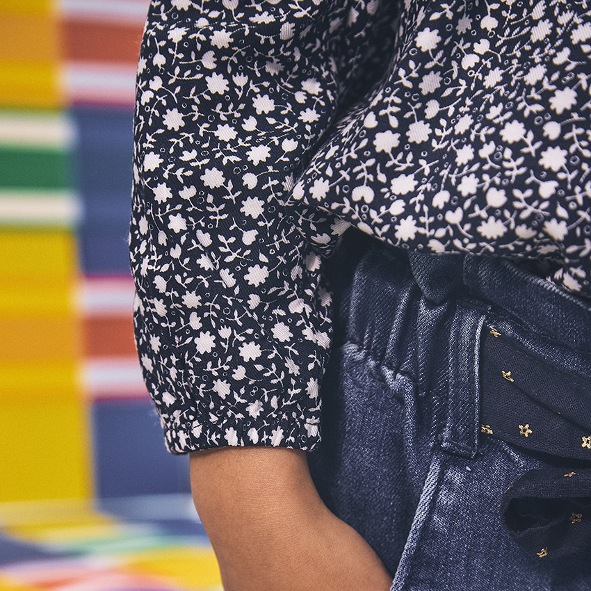 Tunique à imprimé fleuris et broderie anglaise pour fille 