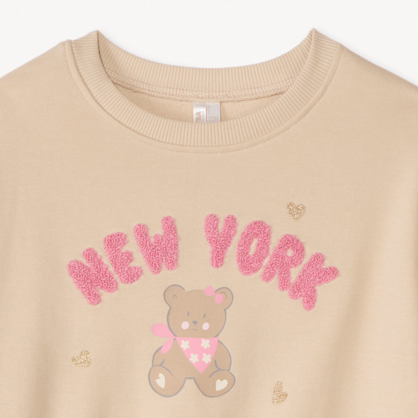 Sweat molleton oversize patchs bouclette pour bébé fille 