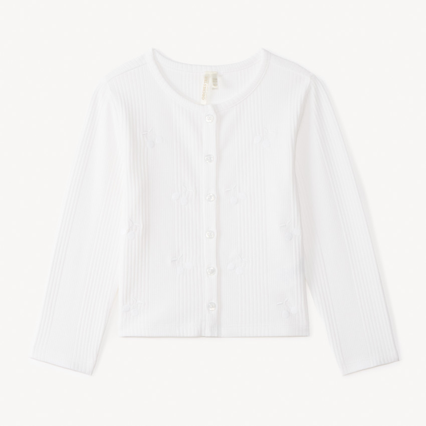 Gilet à manches longues avec broderie cerise pour bébé fille 