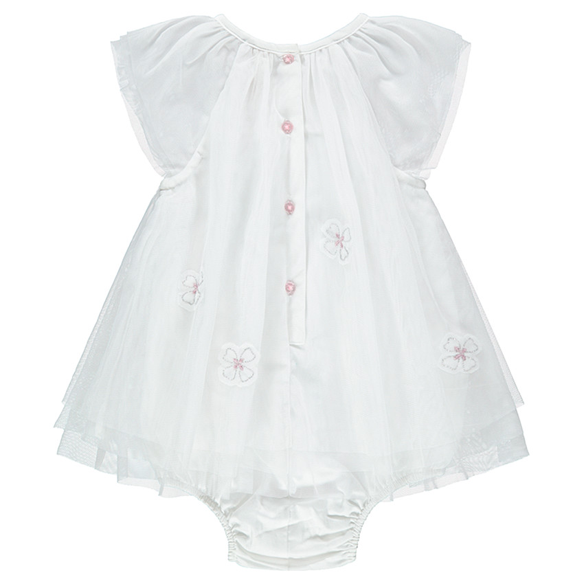 Combinaison style robe de cérémonie en tulle avec fleurs brodées 