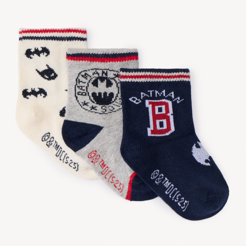 Lot de 3 paires de chaussettes normales Batman Warner pour bébé garçon