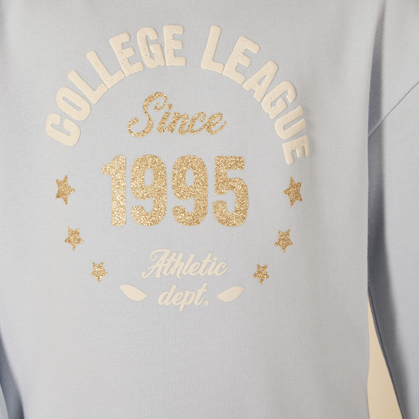 Robe sweat manches longues puff print College pour fille 
