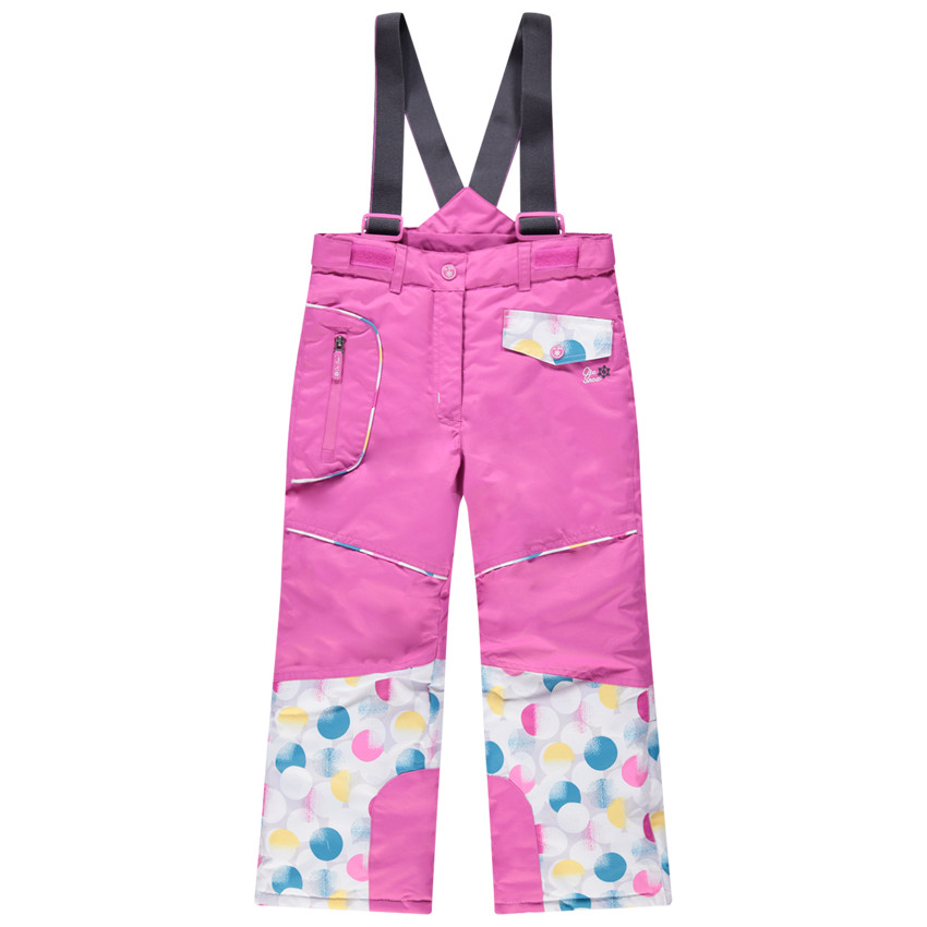 pantalon de ski rose à bretelles amovibles et poches - rose moyen