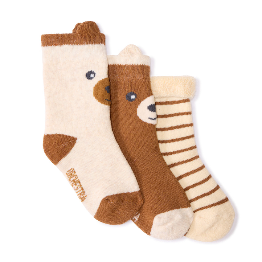 Lot de 3 paires de chaussettes motifs ourson pour bébé