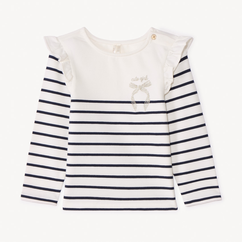 Marinière molletonnée à volants pour bébé fille 