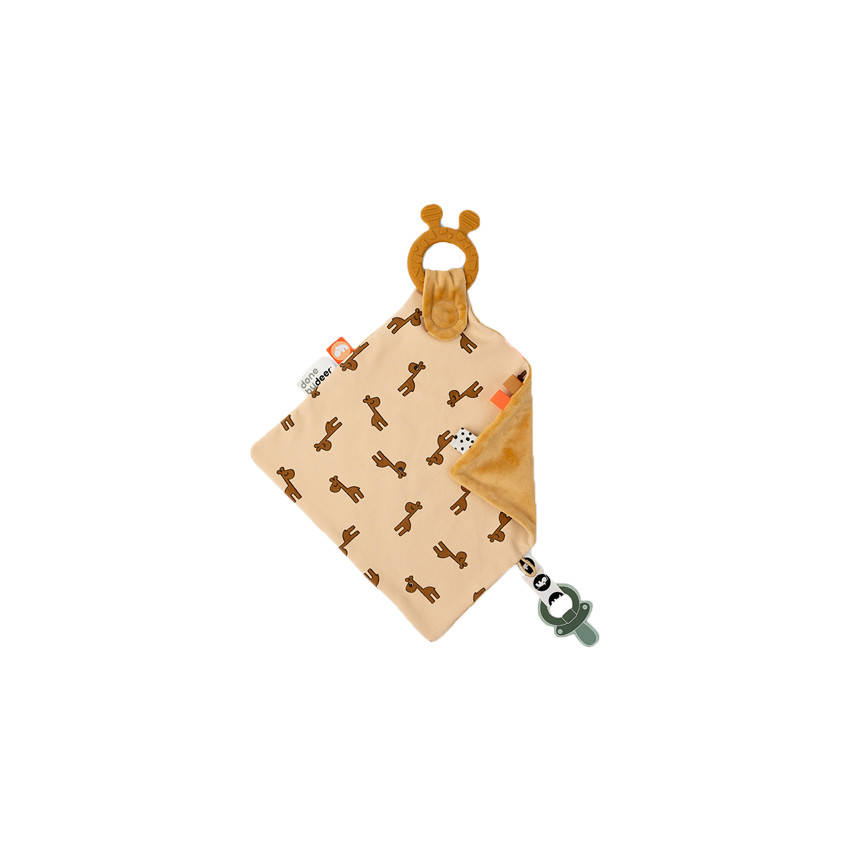 Doudou plat avec anneau de dentition - Moutarde 