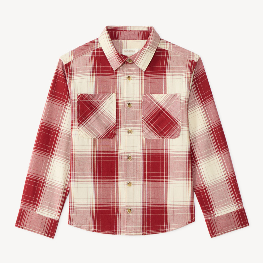 Chemise garçon manches longues à carreaux