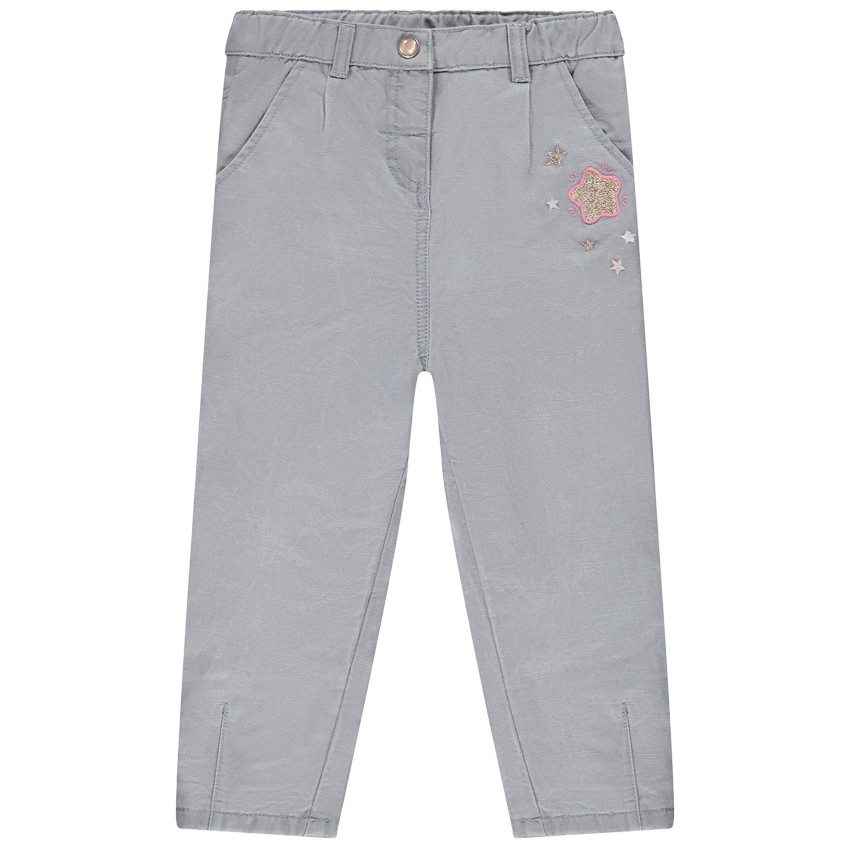 Jean denim doublé avec broderies étoiles pour bébé fille 