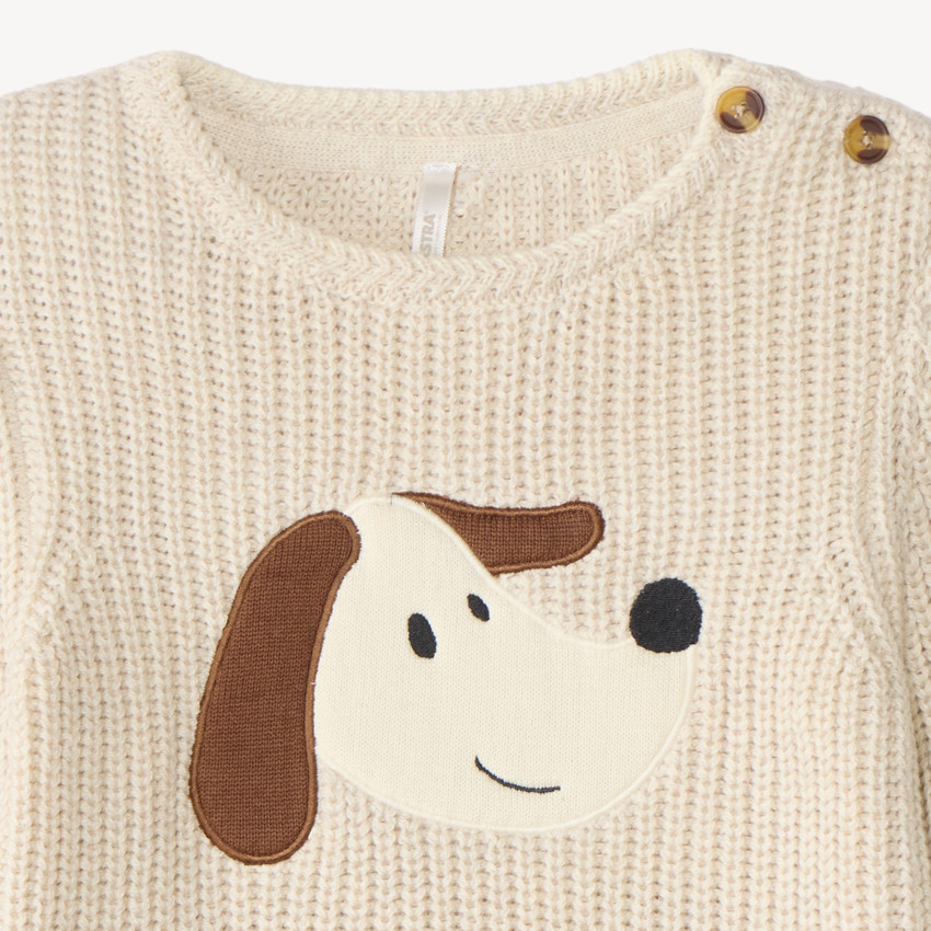 Pull en tricot bébé garçon avec patch chien 