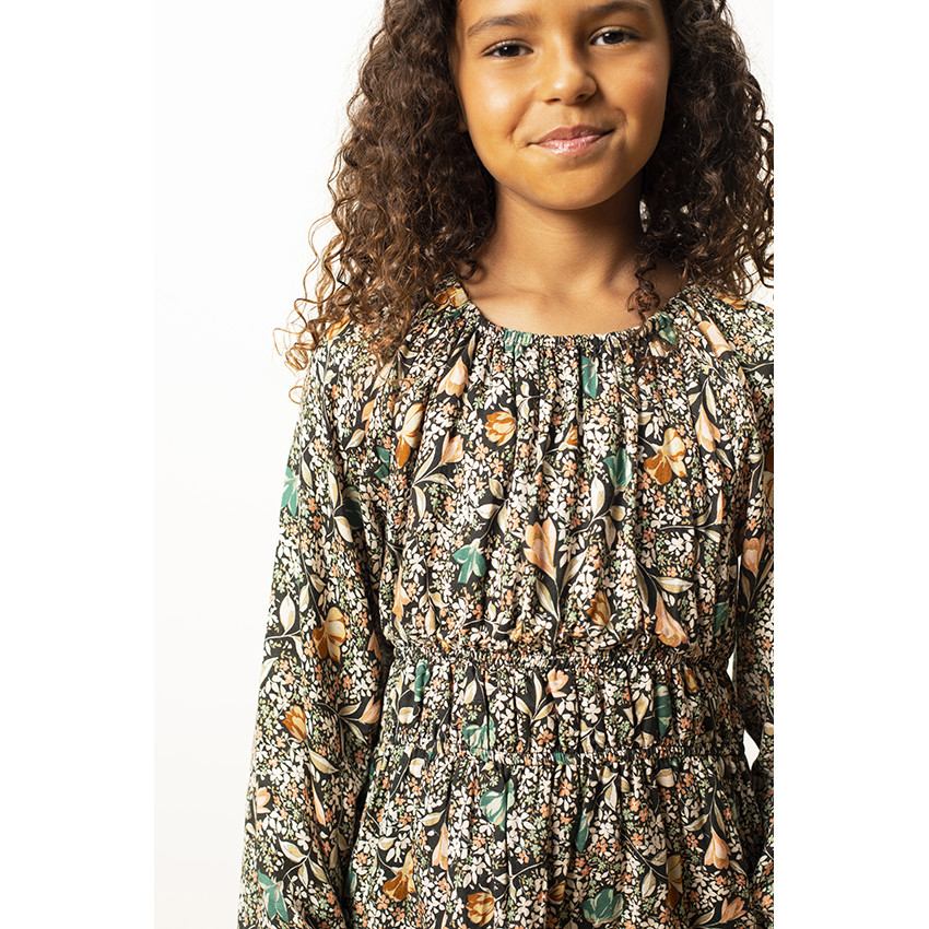 Robe manches longues bouffantes imprimé fleuri pour fille 