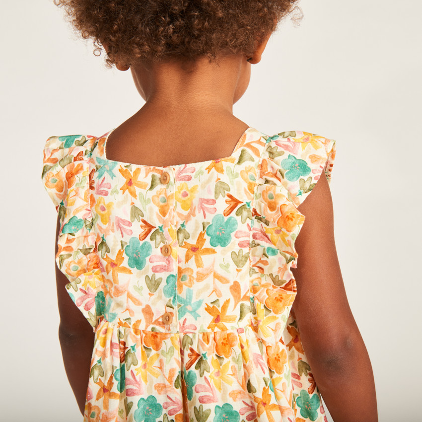 Robe manches courtes imprimée florale pour bébé fille 