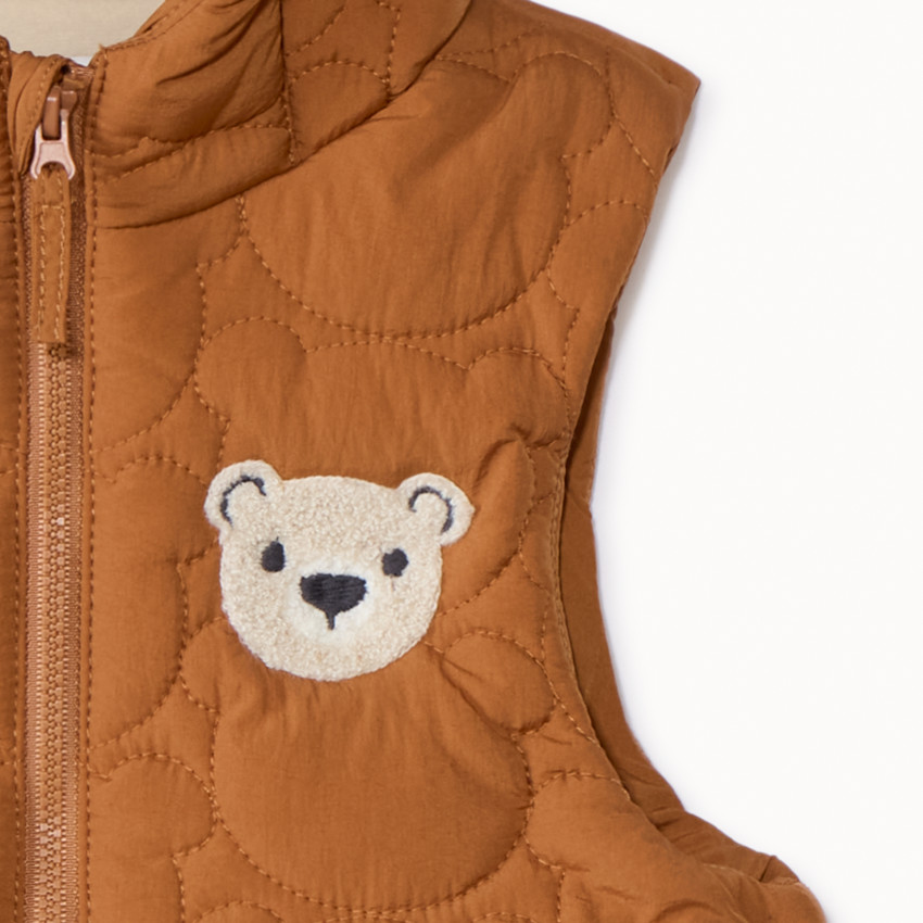 Doudoune sans manches en toile avec capuche pour bébé garçon 