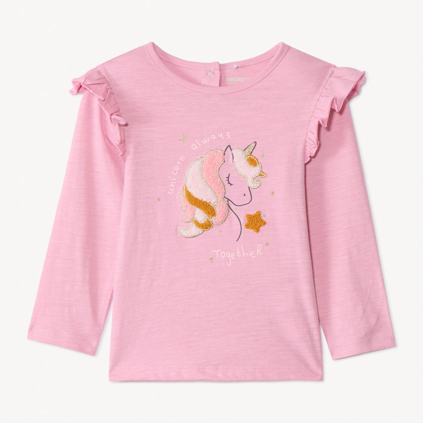 T-shirt manches longues à broderie bouclette pour bébé fille 