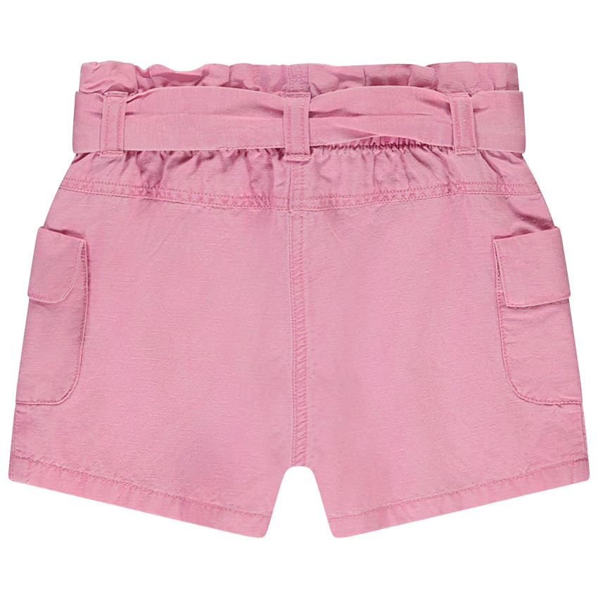 Short à nouer en toile unie pour bébé fille 
